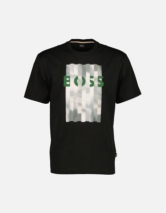 HUGO BOSS Mens Cotton-Jersey Graphic Logo T-Shirt - Black - Size: 36