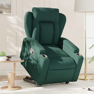 vidaXL Sill&oacute;n Reclinable Elevable Tela Verde Oscuro Vidaxl