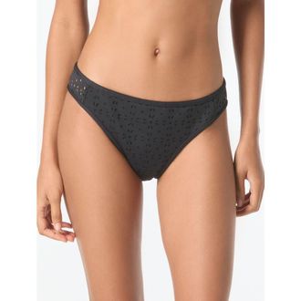 Michael Kors High Leg Bikini Bottom in 001-Black at Nordstrom, Size X-Small