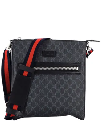 Gucci Web Strap Front Zip Messenger Bag Gg Coated Medium (Authentic Pre-Loved)