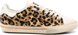 Hidnander Luipaardprint Lage Sneakers - Dames - Sneakers - Beige - 35 EU - Polyester - Schoenen