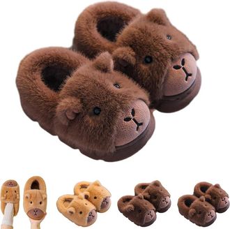 Generic Capybara Slippers, Fluffy Capybara Slippers for Men Women Kids, Parent-Child Matching Shoes (Dark Brown Closed Heel, M, Toddler, 6, Numeric Range, UK 