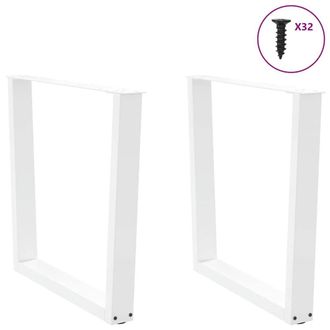 Berkfield Home Modern Dining Table Legs V-Shape 2 pcs White 90x(72-73.3) cm Steel