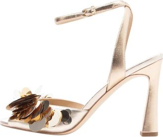 Michael Kors Schoenen, Dames, Geel, 35 1/2 EU, Leer, Loretta Hoge Sandaal