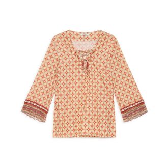 Maliparmi Blouses, female, Orange, Size: XL Floral Spin Kaftan