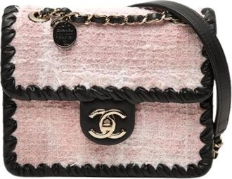 Chanel Pre-owned Tweed Crossbody Bag - Dames - Vintage Schoudertas - Roze - ONE Size - Tweed - Vintage