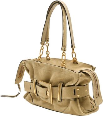Balmain Womens Anthem Shoulder Bag Beige Calfskin