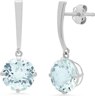 MAX + STONE 14k Yellow or White Gold 8mm Solitaire Gemstone Round Drop Dangle Earrings