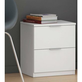 Dmora Comodino Syracuse, Comodino moderno a 2 cassetti, Tavolino da notte, Comò basso per camera da letto, 38x34h45 cm, Bianco