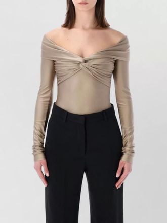 Andamane off shoulder knot detail stretch bodysuit