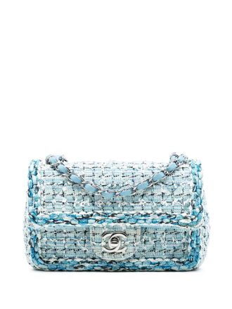 Chanel 2019 Mini Rectangular Classic Tweed Braided Single Flap crossbody bag - Blue