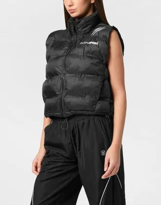 Plein Sport Reversible Lightweight Padded Vest Scratch Comfort Women in Black at Nordstrom, Size Xx-Large