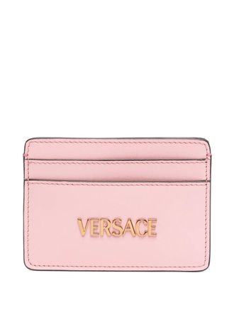 Versace★素敵！Gold V Logo Pink Leather Compact Wallet Versace Women's Gold V Logo Pink 100% Leather Card Case