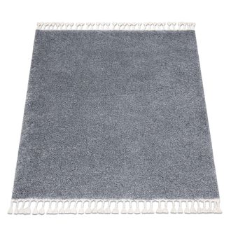 RugsX Rugsx - Alfombra Berber Cuadrado 9000 Gris Franjas Bereber Marroqu&iacute; Shaggy Grey 160x160 Cm