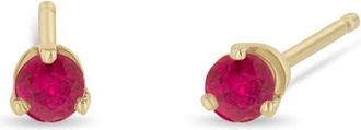 Zo&euml; Chicco 14K Gold Stone Stud Earrings in Yellow Gold/Ruby at Nordstrom