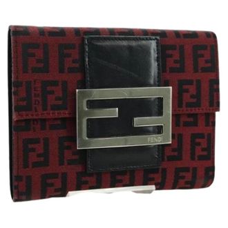 Fendi Pre-owned Wallets, female, Red, Size: ONE SIZE Pre-owned Zucchino Canvas Bifold Wallet