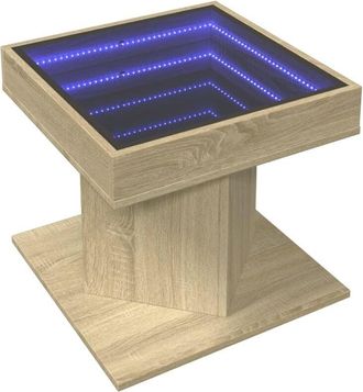 vidaXL Coffee Table with led Sonoma Oak 50x50x45 cm Engineered Wood Vidaxl