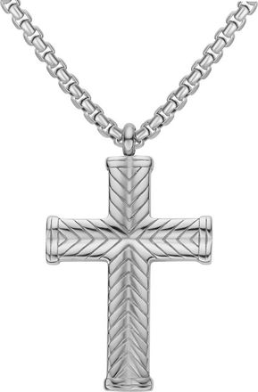 Edforce Chevron Cross Pendant Necklace in Silver at Nordstrom Rack