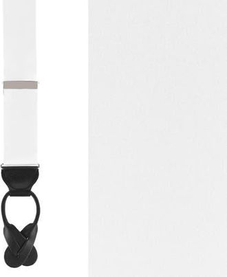 Trafalgar Store Big & Tall Dutton Solid Colored Silk Button End Suspenders in White at Nordstrom, Size One Size Big