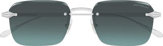 Montblanc Rimless Square Sunglasses With Gradient Lenses And Arrow Motif