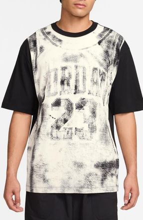 Nike Jordan Allover Print Oversize Graphic T-Shirt in Black/Sail at Nordstrom, Size Xx-Large