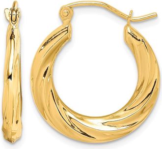 Diamond2Deal 10k Yellow Gold Fancy Small Hoop Earrings L 14mm, W 3mm