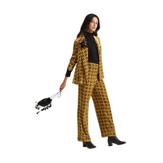 Maliparmi Wide Trousers, female, Yellow, Size: 2XS Velvet Prints Trousers