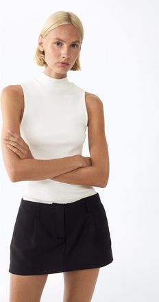 H&M Viscose Mock Turtleneck Top in White at Nordstrom, Size Medium