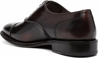 Ferragamo Perforated-Design Leather Oxford - Black