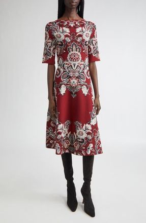 Etro Paisley Jacquard Knit Midi Dress in Printed Bordeaux Base at Nordstrom, Size 0 Us