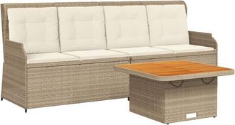 vidaXL Set Muebles De Jard&iacute;n 3 Piezas Y Cojines Rat&aacute;n Sint&eacute;tico Beige Vidaxl