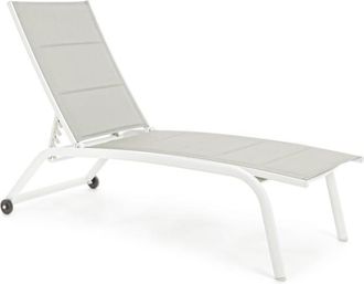 Outdoor Living Tumbona aluminio ruedas blanca