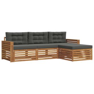 vidaXL Conjunto De Sof&aacute;s De Exterior Con Coj&iacute;n Natural Y Antracita Vidaxl