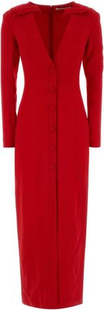 Alessandra Rich Red V-Neck Long Dress