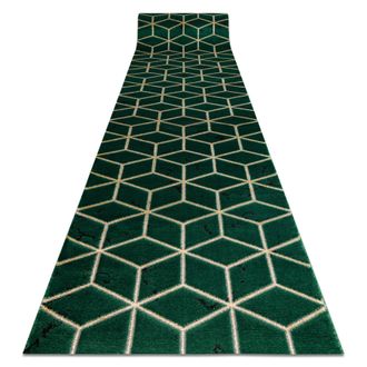 RugsX Rugsx - Alfombra De Pasillo Emerald Exclusivo 1014 Glamour, Elegante Cubo Botella Verde / Oro 80 Cm Green 80x530 Cm