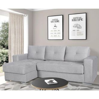 Dmora Sof&aacute; Cama Con Chaise Longue Cesaro, Almacenaje, Lavable, 236x156 Cm Gris Claro