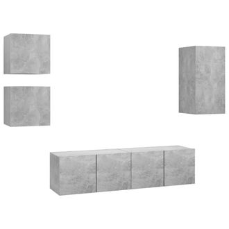Berkfield Home 5 Piece TV Cabinet Set Concrete Grey Engineered Wood
