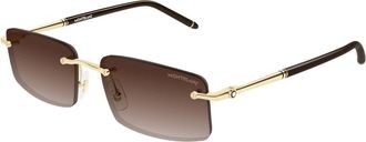 Montblanc Randloze rechthoekige zonnebril - Heren - Zonnebrillen - Geel - 56 MM - Nylon - Accessoires