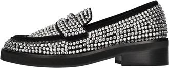 Bibi Lou Fabric and Rhinestone Loafers - Dames - Loafers - Zwart - 40 EU - Leer - Schoenen