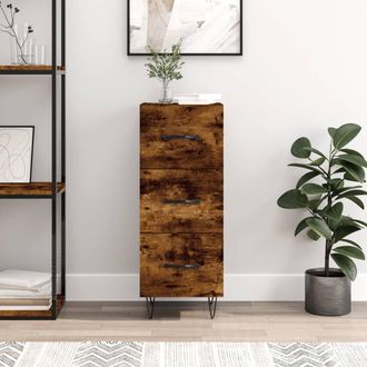 vidaXL Vidaxl - Aparador Madera De Ingenier&iacute;a Roble Ahumado 34,5x34x90 Cm