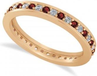Allurez Diamond & Garnet Eternity Wedding Band 14k Rose Gold (0.59ct)