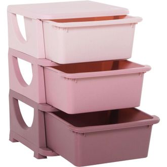 HOMCOM Homcom - Cassettiera in Plastica Colorata 3 Cassetti Giochi e Vestiti 37x37x56.5cm
