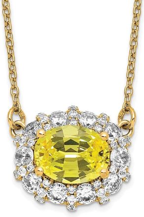 Diamond2Deal 14k Yellow Gold 1 Ct Lab Grown Diamond and Created Yellow Sapphire Pendant Necklace