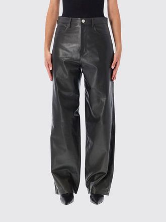 R&oacute;he High-Waisted Wide-Leg Leather Trousers in a 5-Pocket Style