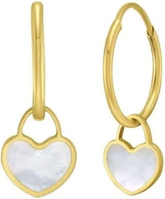 Tresorra 14K Yellow Gold MOP Heart Earrings