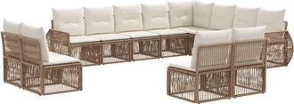 vidaXL Conjunto De Sof&aacute;s De Jard&iacute;n 12 Uds. Beige Y Blanco Crema Vidaxl