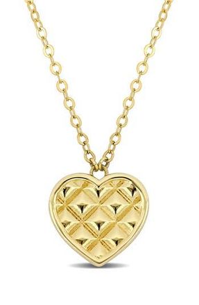 Delmar 10K Yellow Gold Textured Heart Pendant Necklace at Nordstrom Rack