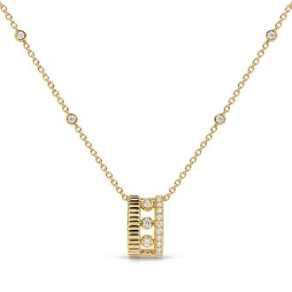 House of Brilliance 10K Yellow Gold 1/5 Cttw Diamond 3 Row Circle Pendant Necklace