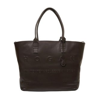 Hogan Tote Bags, female, Brown, Size: ONE SIZE Chic Script Address Shopper Bag