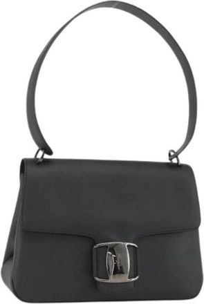 Ferragamo Pre-owned PVC Leren Schoudertas - Dames - Vintage Schoudertas - Zwart - ONE Size - Leer - Vintage